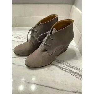 Lucky Brand Shijo Gray Leather Wedge Bootie Women’s Size 8.5